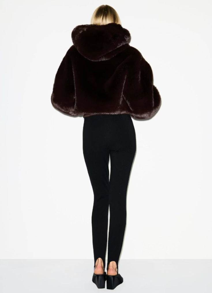 Dark Chocolate Fur Zip Jacket