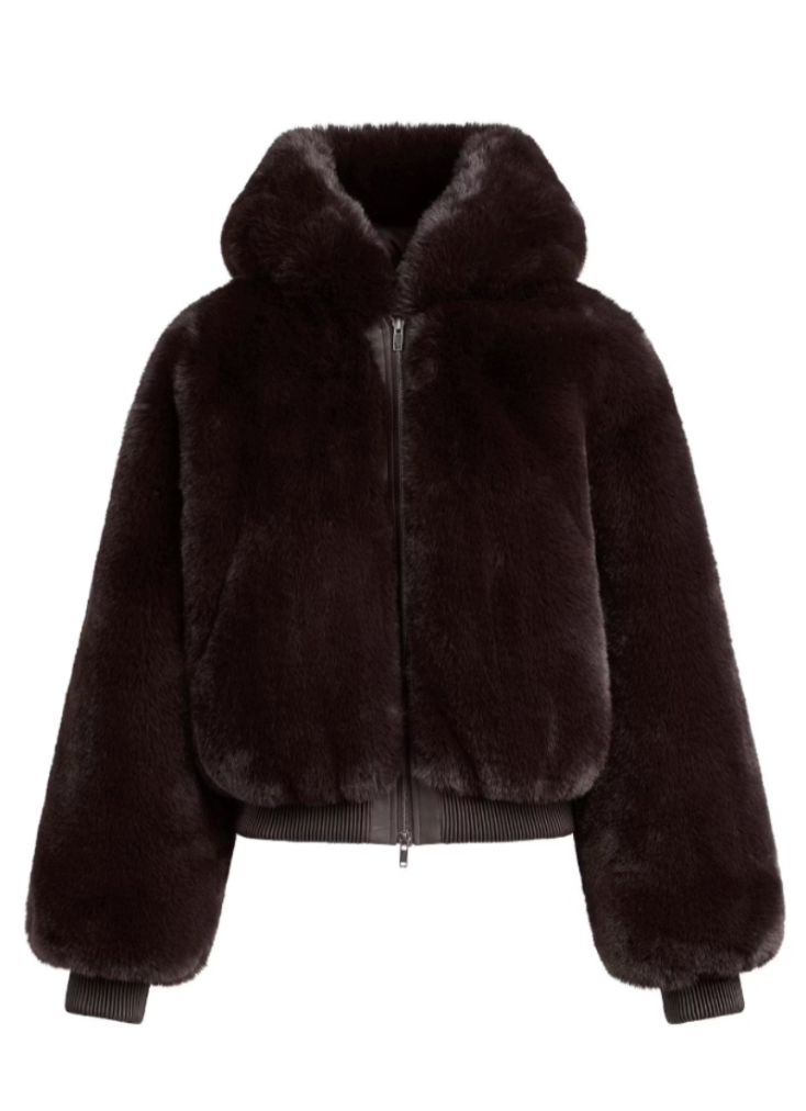 Dark Chocolate Fur Zip Jacket